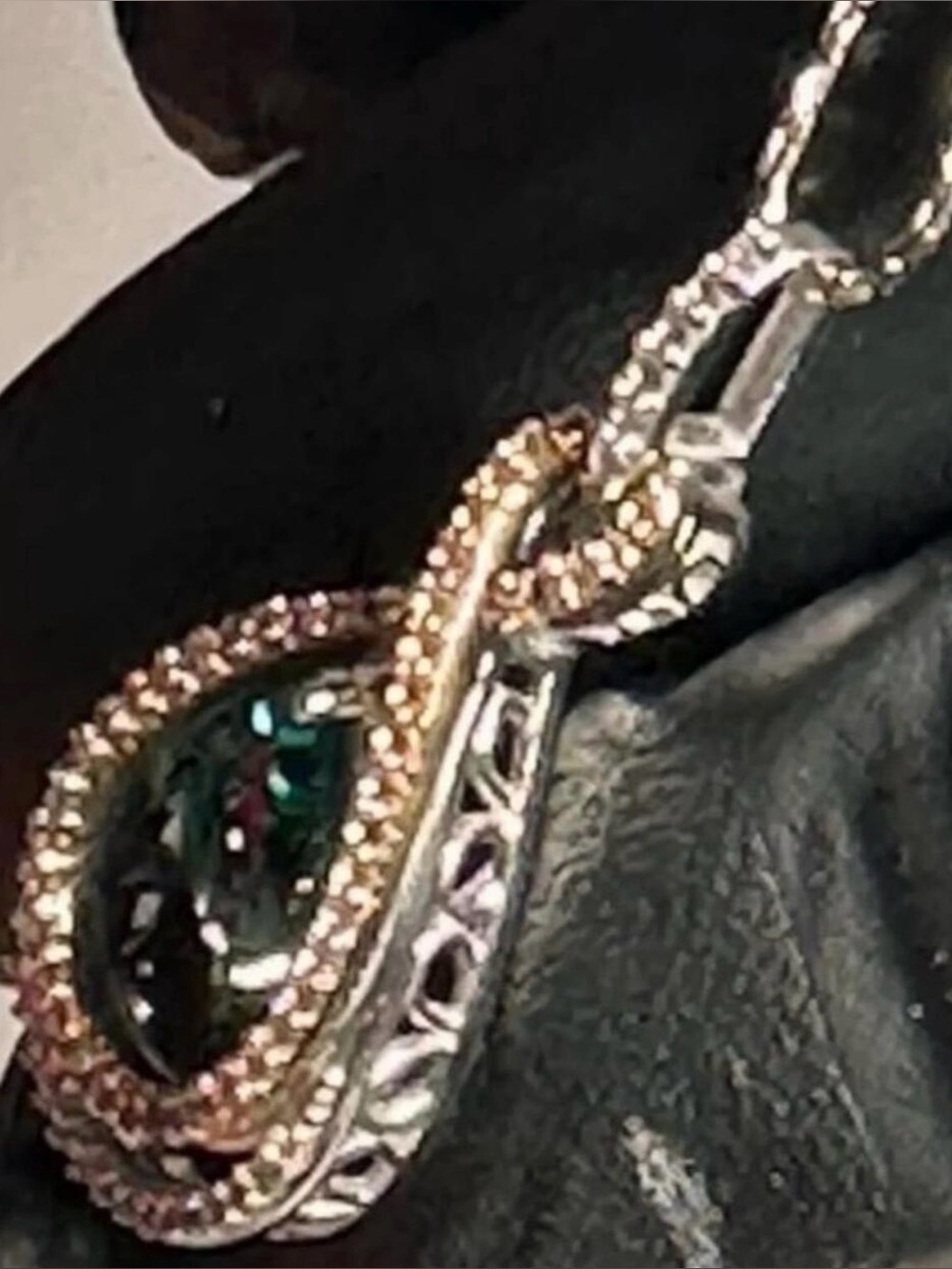 Necklace Emerald and Diamonds gold plated over S925 marked and JWBR makers mark